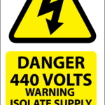 Danger 440 Volts Isolate Supply Labels 33x63mm
