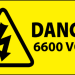 Danger 6600 Volts Labels 50x25mm