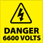 Danger 6600 Volts Labels 50x50mm