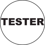 Tester Stickers Black on Clear 15mm